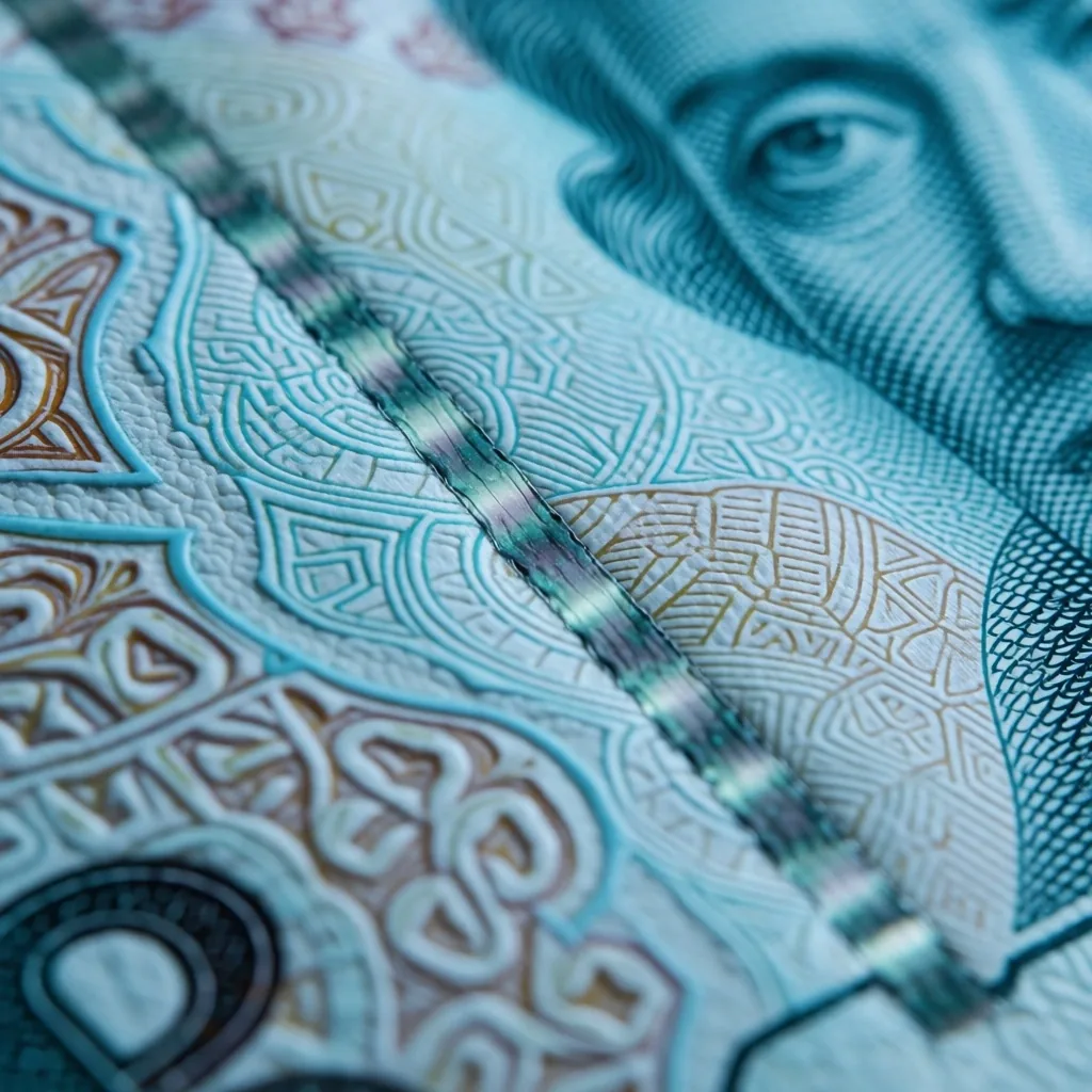 Türk banknotunun makro görünümü, gravür baskı detayları
