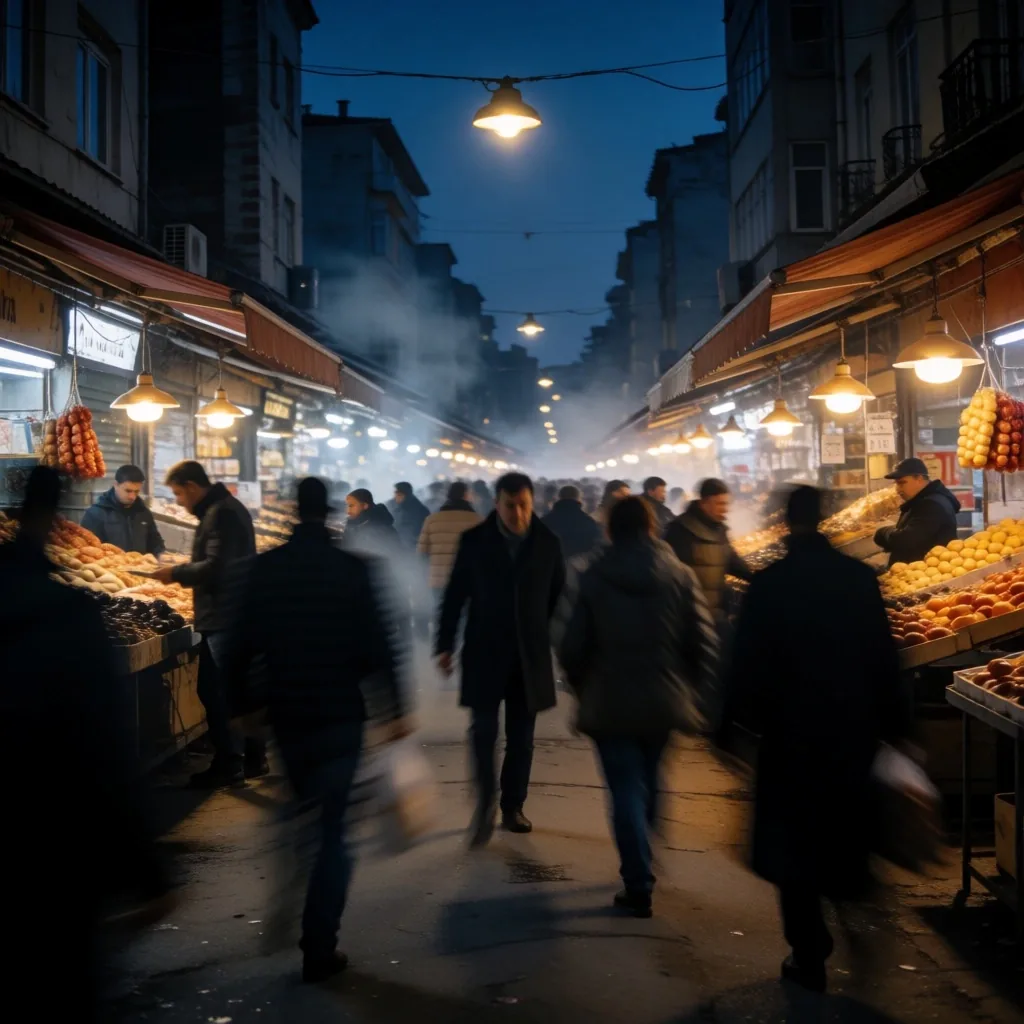 İstanbul gece şehir manzarası, ışık izleri