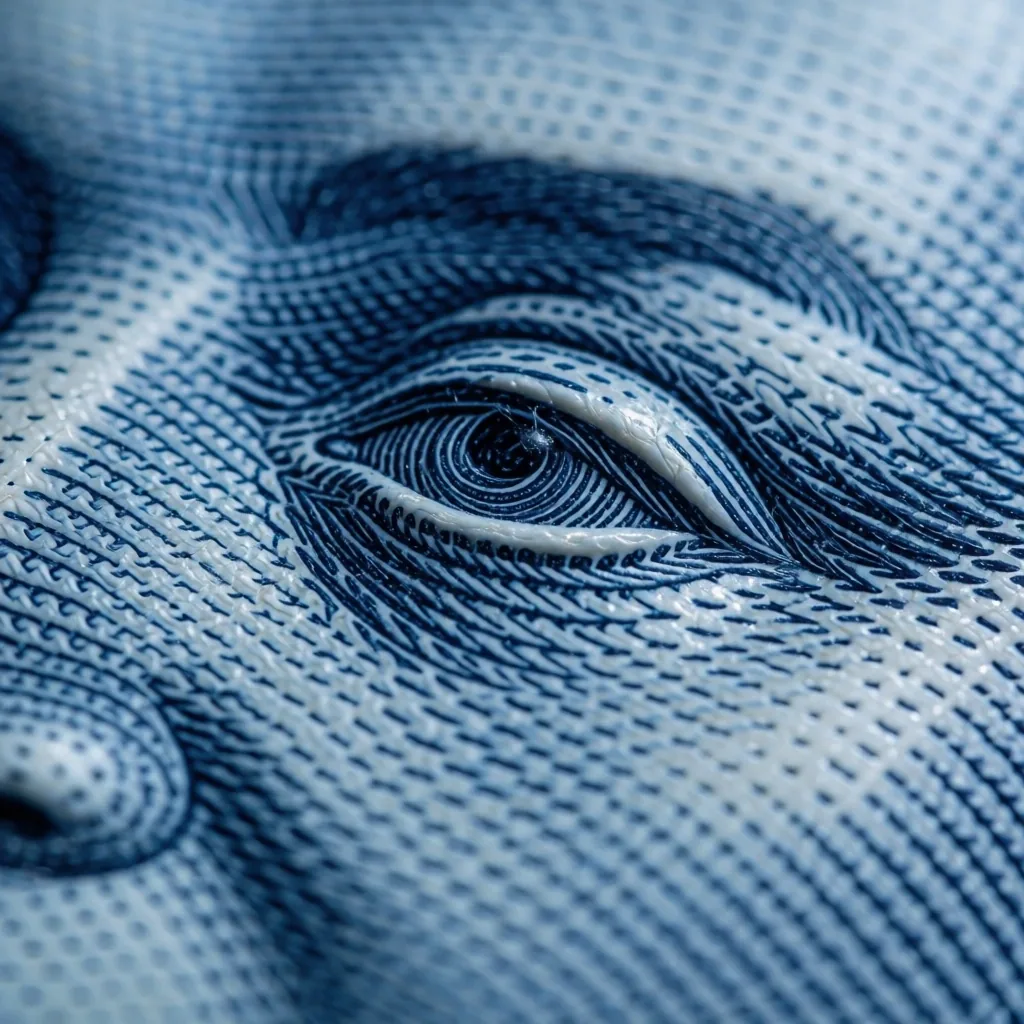 Türk banknotunun makro fotoğrafı, gravür baskı detayları